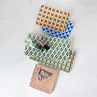 KSP Retro Chic 'Geometric' Porcelain Tray (Green/Blue)