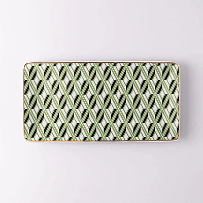KSP Retro Chic 'Diamond' Porcelain Tray (Green/White)