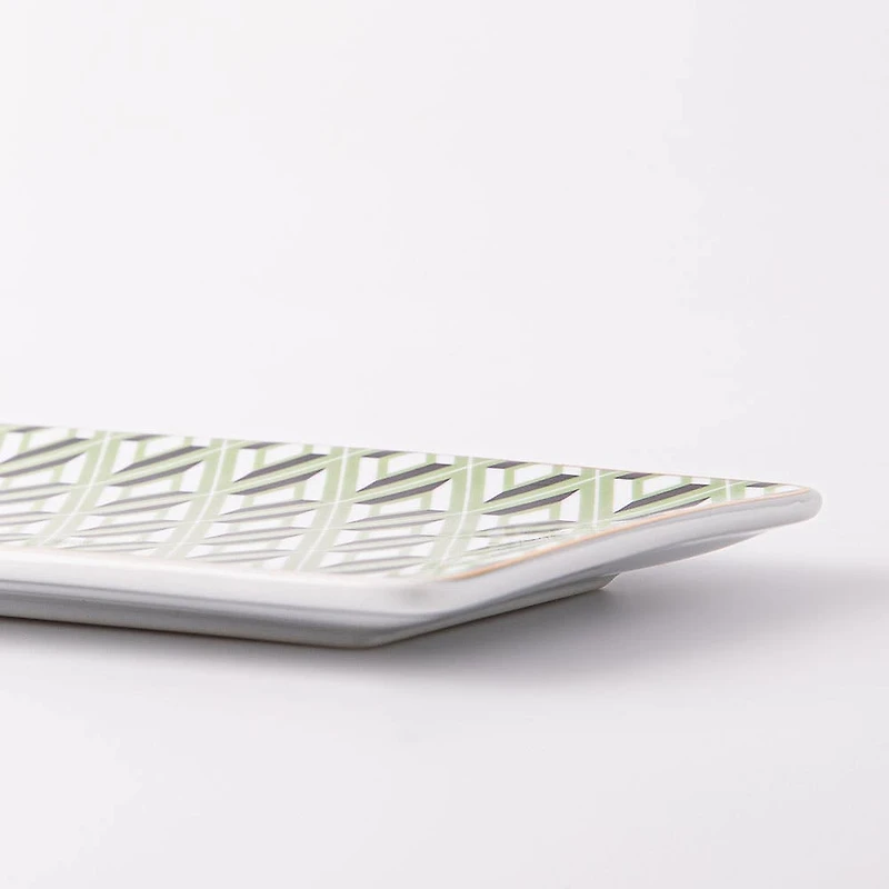 KSP Retro Chic 'Diamond' Porcelain Tray (Green/White)