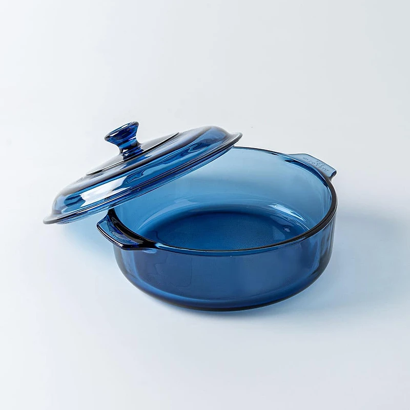 Libbey Baker's Basics Glass Casserole with Lid 1.9 L (Azul Denim Blue)