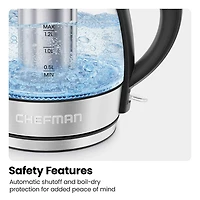 Chefman Fast-Boil Glass Kettle with Infuser (Clear/Stainless Steel)