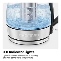 Chefman Fast-Boil Glass Kettle with Infuser (Clear/Stainless Steel)