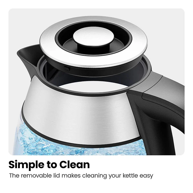 Chefman Fast-Boil Glass Kettle with Infuser (Clear/Stainless Steel)