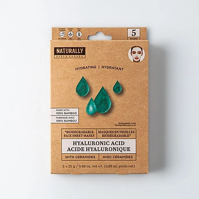 Naturally Biodegrable 100% Bamboo Hydrating Face Sheet Mask - Set of 5
