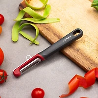 Zyliss Effortless 'Soft Skin' Serrated Swivel Peeler (Black/Red)