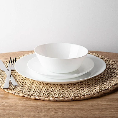 Gibson Courtyard Opal Glass Dinnerware - Set of 12 (White)