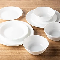 Gibson Courtyard Opal Glass Dinnerware - Set of 12 (White)