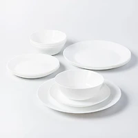 Gibson Courtyard Opal Glass Dinnerware - Set of 12 (White)
