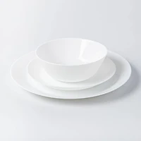 Gibson Courtyard Opal Glass Dinnerware - Set of 12 (White)
