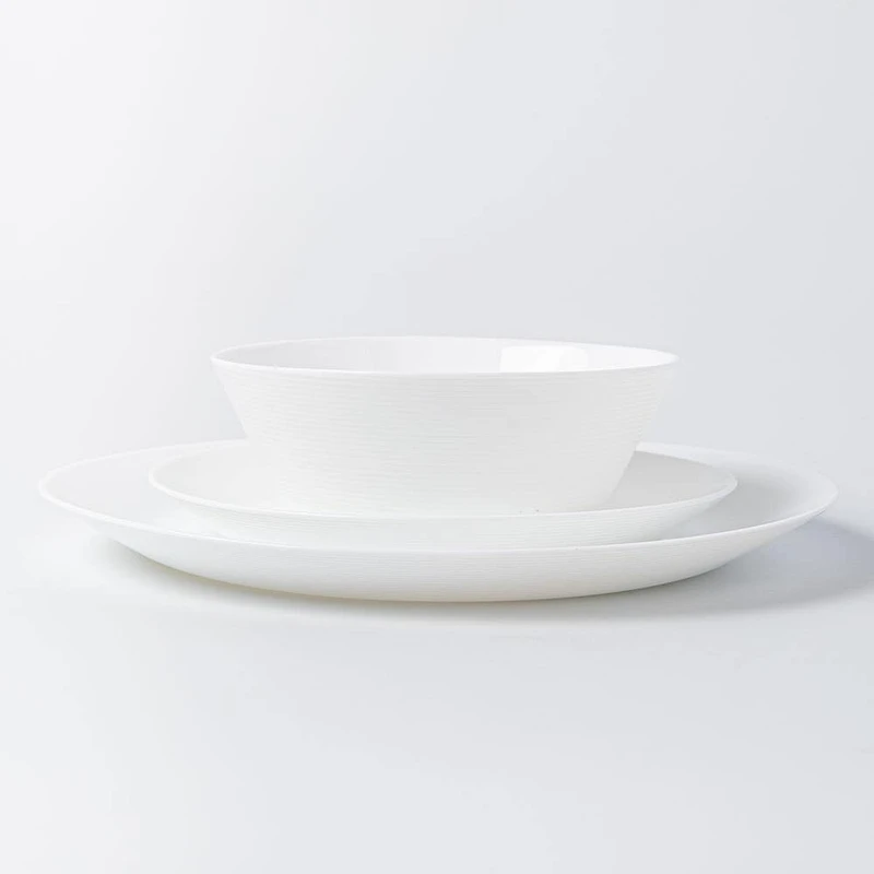 Gibson Courtyard Opal Glass Dinnerware - Set of 12 (White)