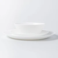 Gibson Courtyard Opal Glass Dinnerware - Set of 12 (White)