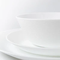 Gibson Courtyard Opal Glass Dinnerware - Set of 12 (White)