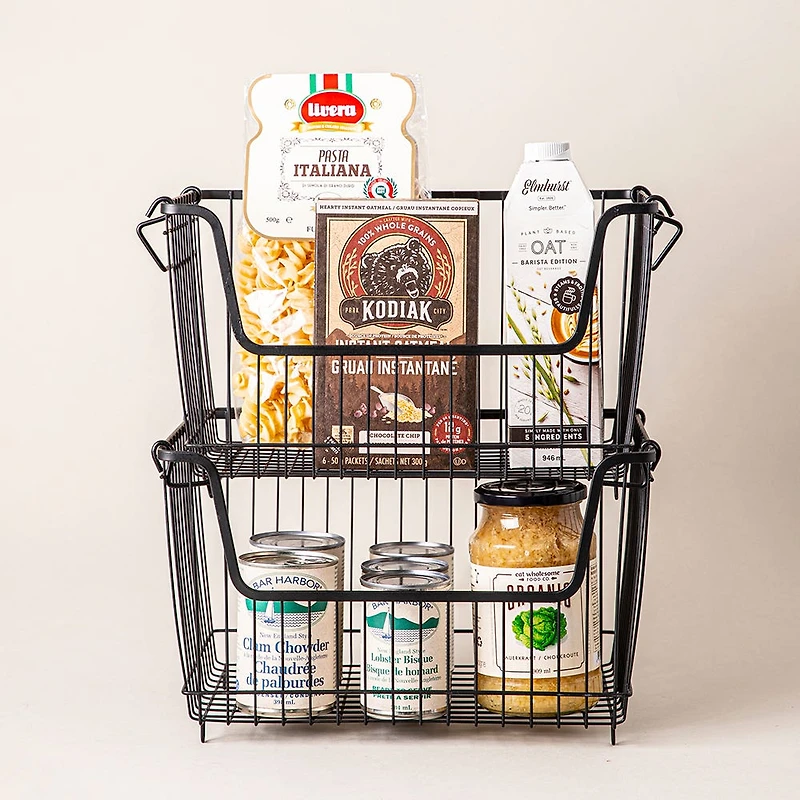 KSP Ashley Stacking Wire Basket Large (Matte Black) 36 x 27 x 22.5 cm
