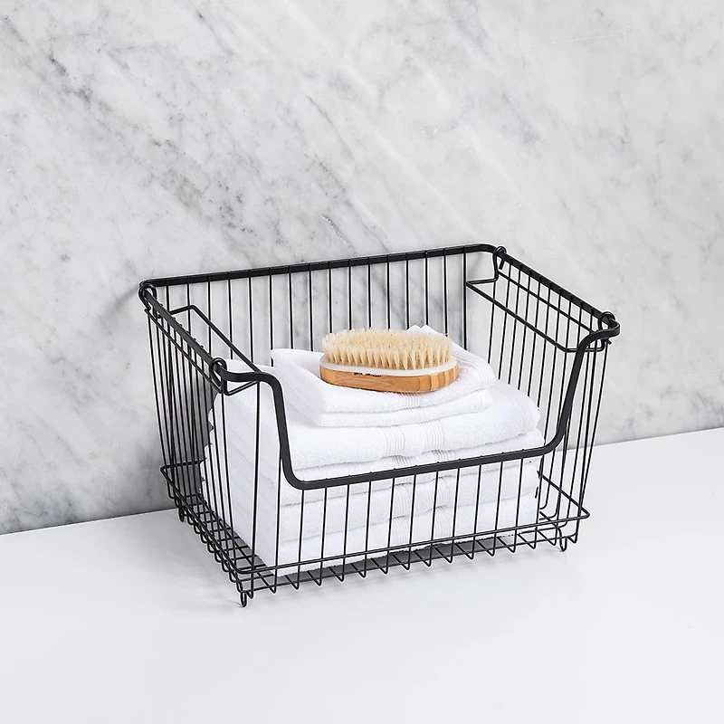 KSP Ashley Stacking Wire Basket Large (Matte Black) 36 x 27 x 22.5 cm