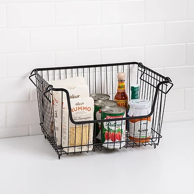 KSP Ashley Stacking Wire Basket Large (Matte Black) 36 x 27 x 22.5 cm