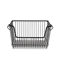KSP Ashley Stacking Wire Basket Large (Matte Black) 36 x 27 x 22.5 cm