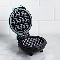 Dash Mini Round Waffle Maker (Aqua)