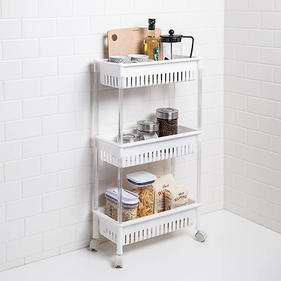 KSP Slidestor '3-Tier' Rolling Storage Rack (White) 45 x 21 x 80 cm