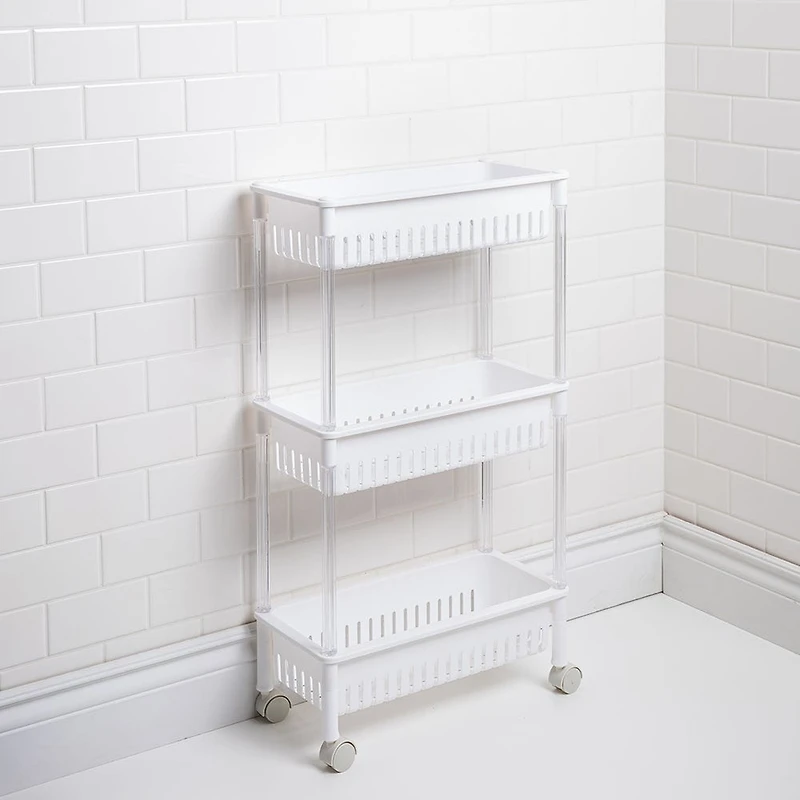 KSP Slidestor '3-Tier' Rolling Storage Rack (White) 45 x 21 x 80 cm