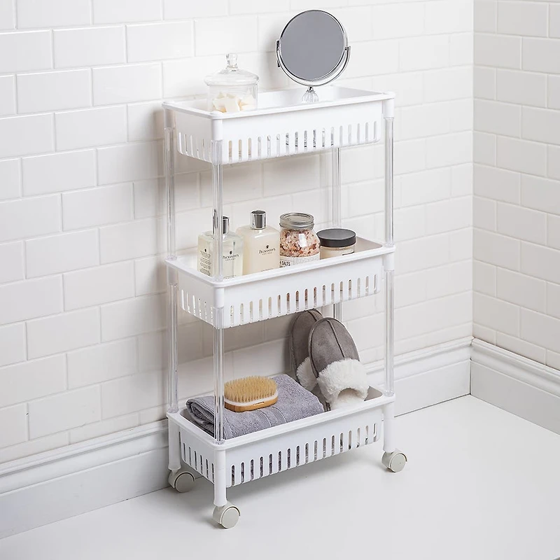 KSP Slidestor '3-Tier' Rolling Storage Rack (White) 45 x 21 x 80 cm