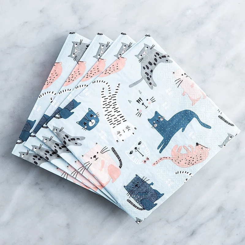 Harman 3-Ply 'Cats' Paper Napkin (Blue)