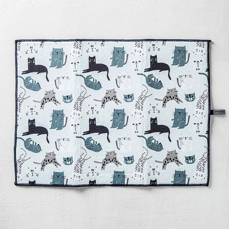 Harman Printed 'Cats' Microfibre Dish Drying Mat