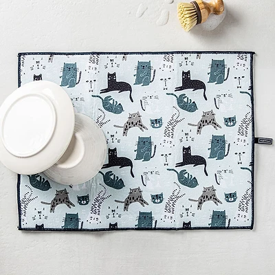 Harman Printed 'Cats' Microfibre Dish Drying Mat