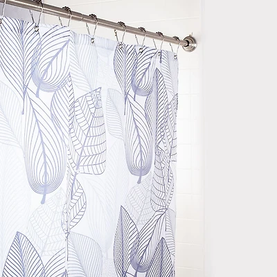 Moda At Home Polyester 'Grey Leaves' Shower Curtain (White/Grey)