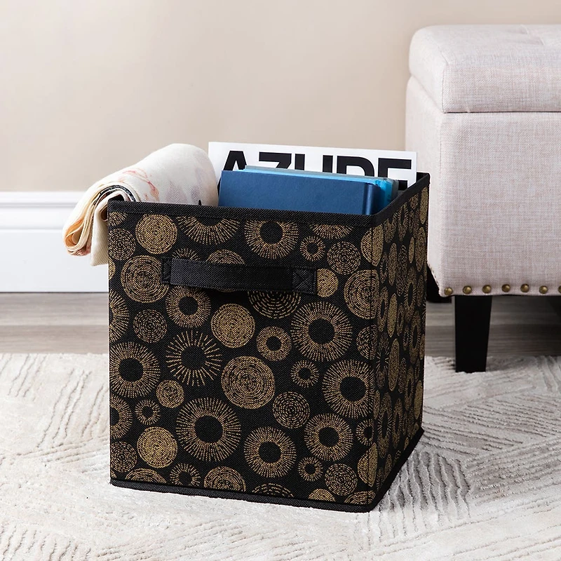 KSP Collapsible 'Circles' Non-Woven Storage Bin (Gold) 10x10x11"