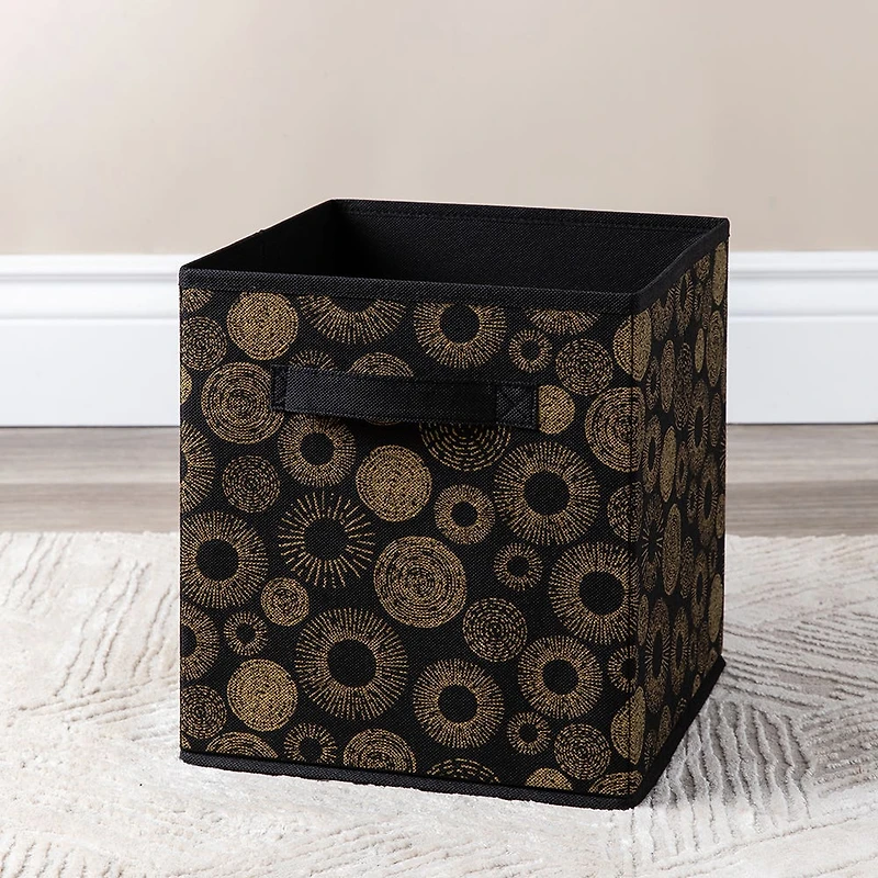 KSP Collapsible 'Circles' Non-Woven Storage Bin (Gold) 10x10x11"