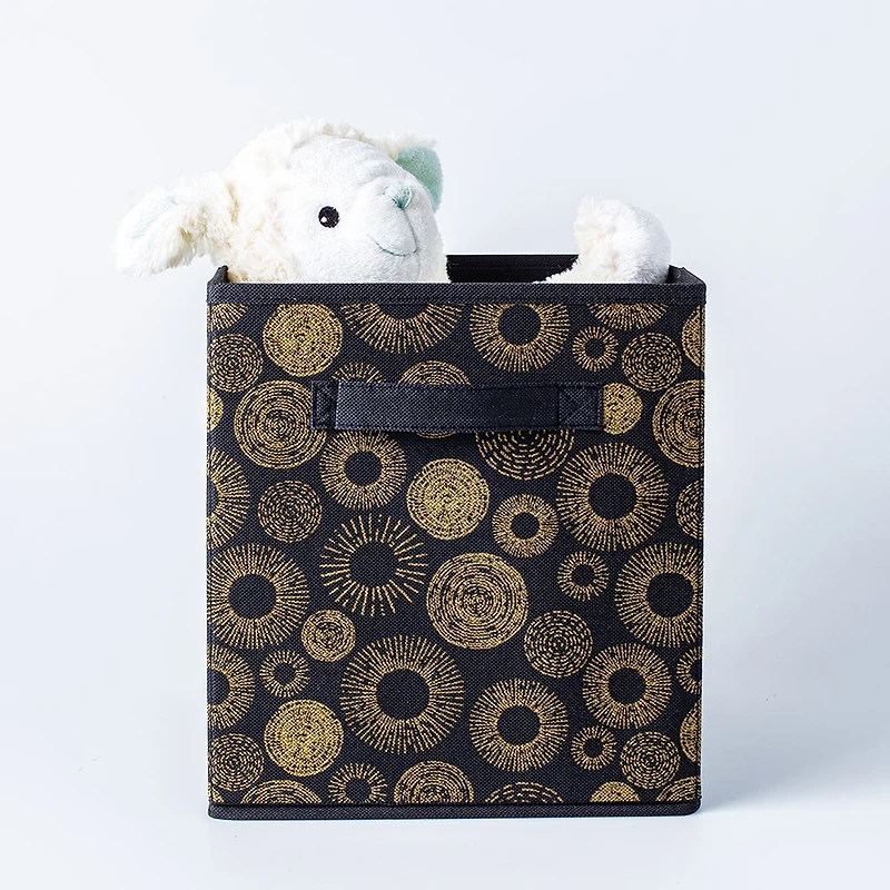 KSP Collapsible 'Circles' Non-Woven Storage Bin (Gold) 10x10x11"