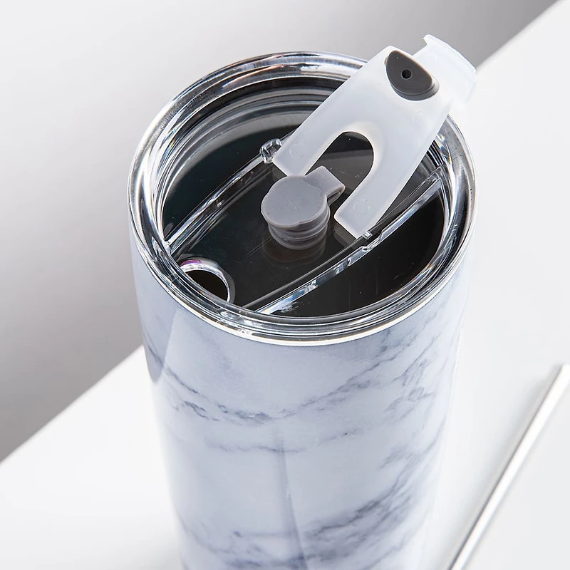 KSP Quench 'Marble' Double Wall Tumbler with Straw