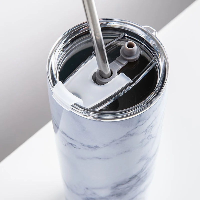 KSP Quench 'Marble' Double Wall Tumbler with Straw