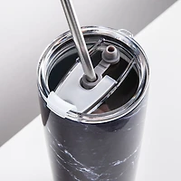 KSP Quench 'Marble' Double Wall Tumbler with Straw (Black)