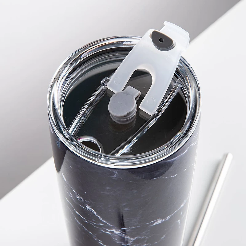 KSP Quench 'Marble' Double Wall Tumbler with Straw (Black)