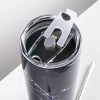 KSP Quench 'Marble' Double Wall Tumbler with Straw (Black)