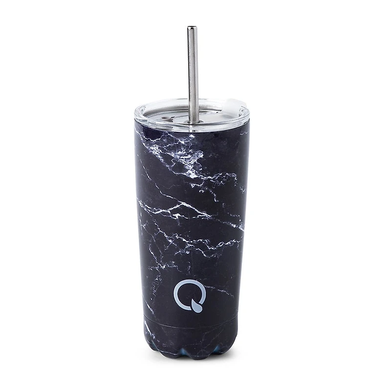 KSP Quench 'Marble' Double Wall Tumbler with Straw (Black)