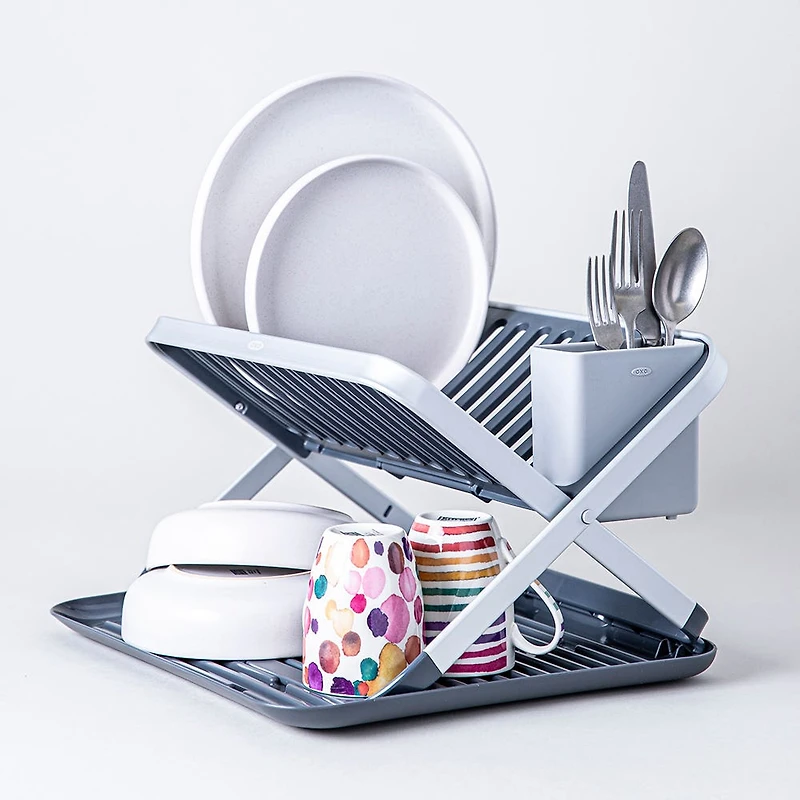 OXO Good Grips 'Rust-Proof Aluminum' Fold-Flat Dish Rack (Black/Grey)