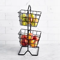 KSP Farmhouse 2-Tier Wire Hanging Basket (Black) 25 x 18.5 x 46 cm