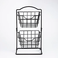 KSP Farmhouse 2-Tier Wire Hanging Basket (Black) 25 x 18.5 x 46 cm