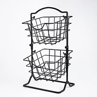KSP Farmhouse 2-Tier Wire Hanging Basket (Black) 25 x 18.5 x 46 cm