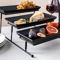 KSP Strata '3-Tier' Porcelain Buffet Plate Rect (Matte Black)