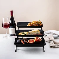 KSP Strata '3-Tier' Porcelain Buffet Plate Rect (Matte Black)