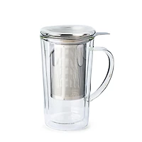 KSP Milano Double Wall Glass Tea Mug with  Mesh Infuser 400ml (Clear)