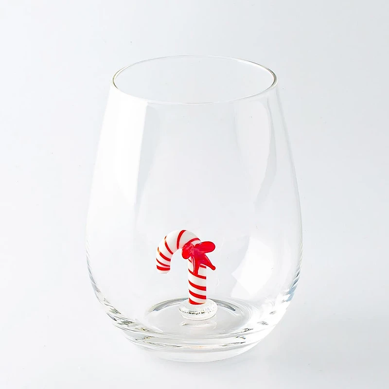 KSP Christmas Buddies 'Candy Cane' Stemless Wine Glass