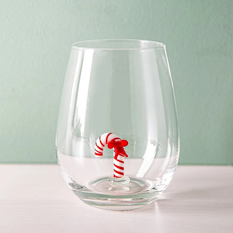 KSP Christmas Buddies 'Candy Cane' Stemless Wine Glass