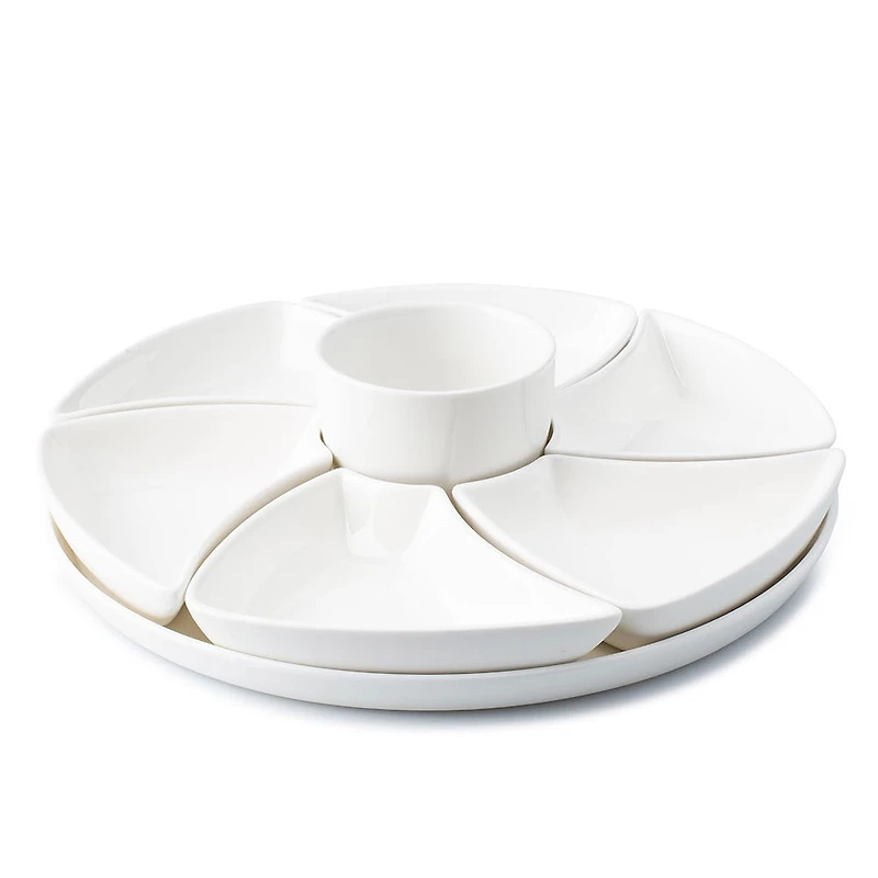 KSP Floria Porcelain Dishes with Tray - Set of 8 (White)