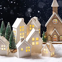 KSP Christmas Village Ceramic LED House 3.3"(White)
