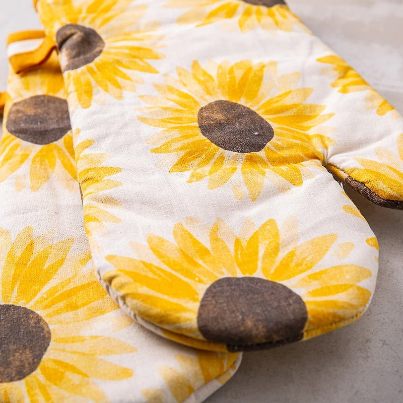 Harman Gourmet 'Sunflower' Cotton Oven Mitt - Set of 2 (Yellow)