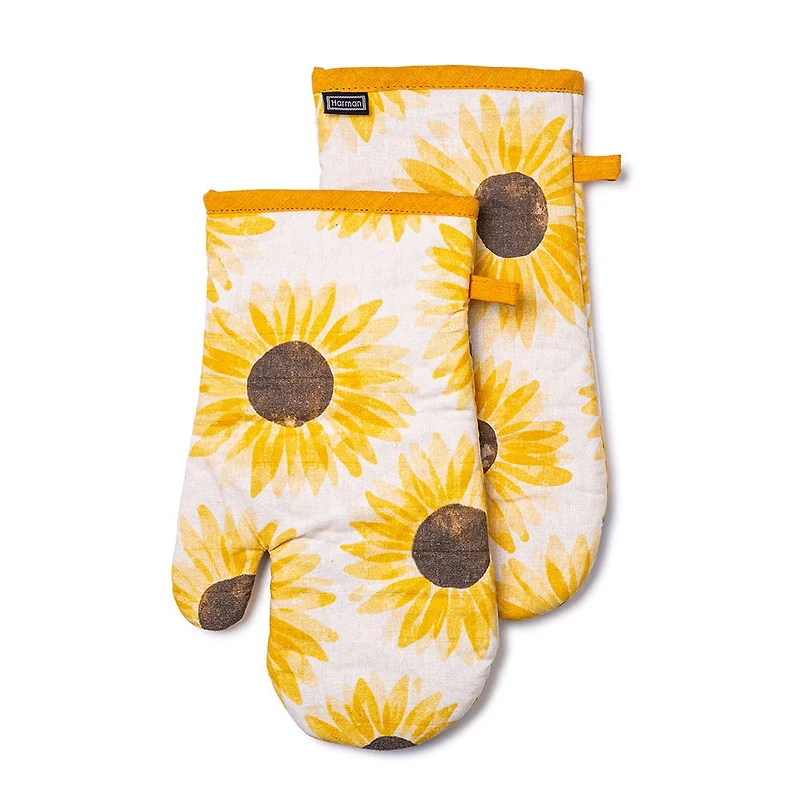 Harman Gourmet 'Sunflower' Cotton Oven Mitt - Set of 2 (Yellow)